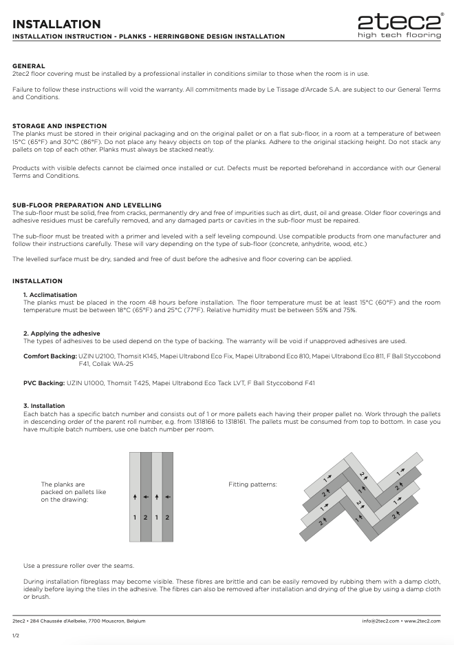Installation Instructions Planks