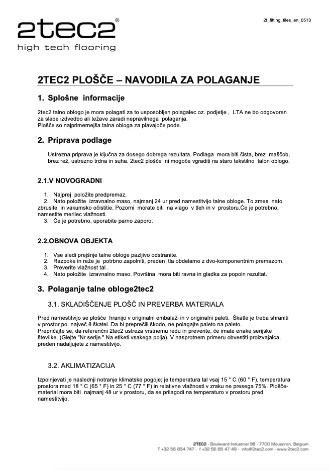 Navodila za polganje v ploščah